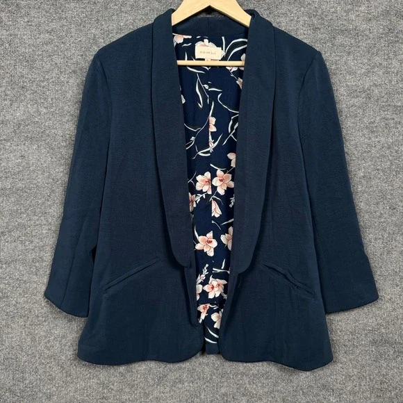 Skies Are Blue Size XL Blazer Hannah Modal Scuba Jacket Open Front Office Career